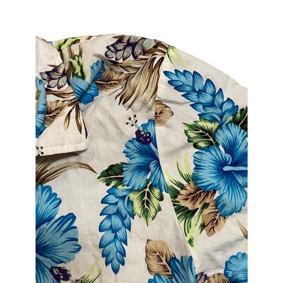 SSLR Hawaiian Shirt Blue Floral Tropical Jungle Hawaii Beach Casual Mens S - Picture 3 of 5